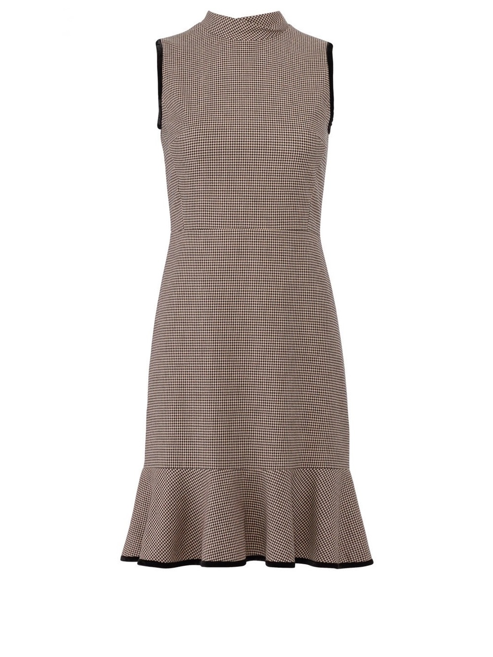 Rebecca Taylor Sleeveless Houndstooth Flare-Hem Dress